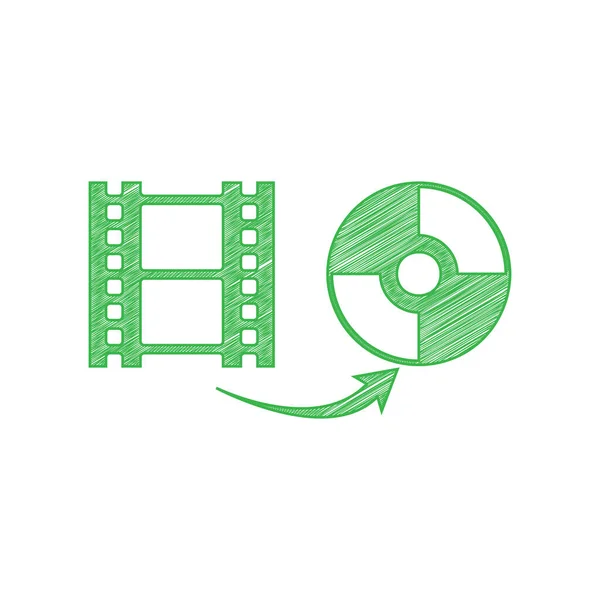 Storing Video Data Compact Disk Sign Green Scribble Icon Solid — Stock Vector