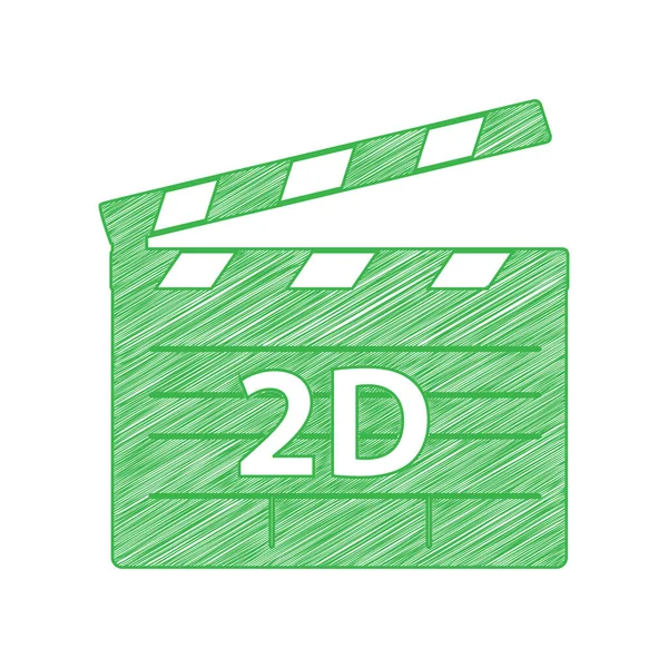 2D电影标志 白色背景上有实心轮廓的绿色笔形图标 — 图库矢量图片