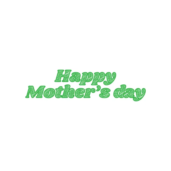 Boldog Anyák Napját Zöld Firka Ikon Szilárd Kontúr Fehér Háttér — Stock Vector