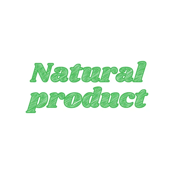 Inscripción Natural Del Producto Icono Garabato Verde Con Contorno Sólido — Vector de stock