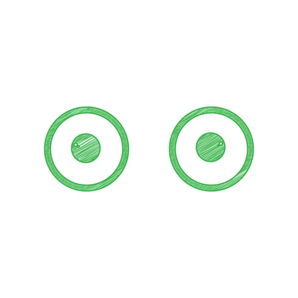 Podpis Karikaturních Očí Zelená Čmáranice Ikona Pevným Obrysem Bílém Pozadí — Stockový vektor