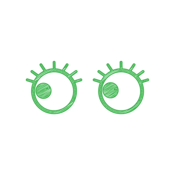 Olhos Desenho Animado Com Pestanas Olhando Para Esquerda Ícone Bolha — Vetor de Stock