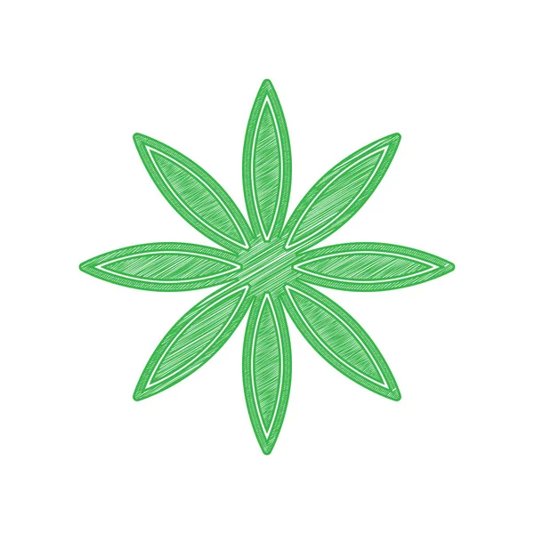 Signo Flor Icono Garabato Verde Con Contorno Sólido Sobre Fondo — Vector de stock