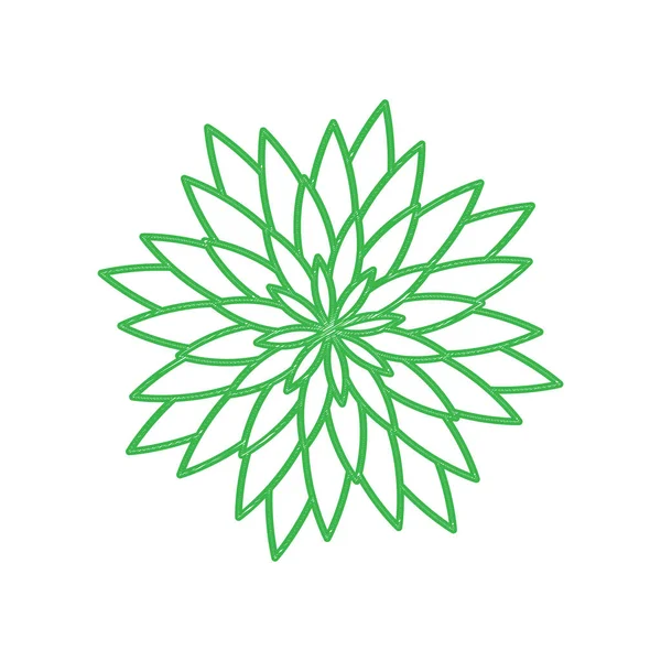 Panneau Fleuri Icône Gribouillage Verte Avec Contour Solide Sur Fond — Image vectorielle
