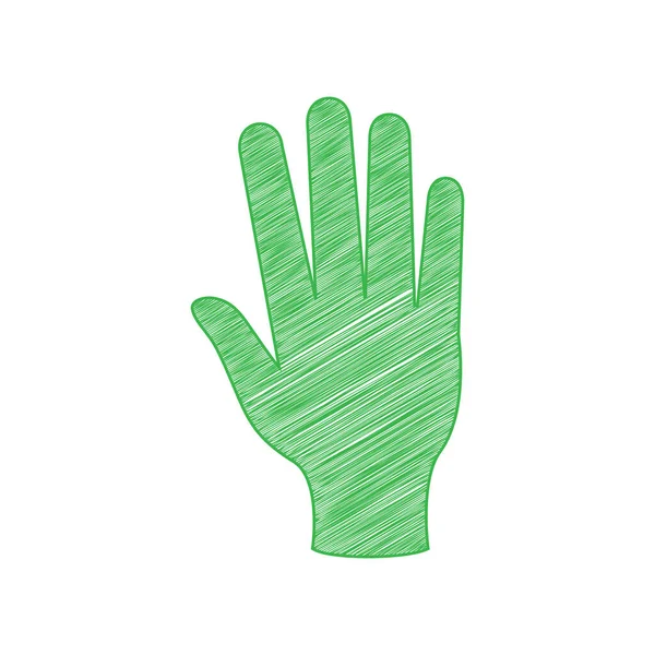 手签白色背景上有实心轮廓的绿色笔形图标 — 图库矢量图片