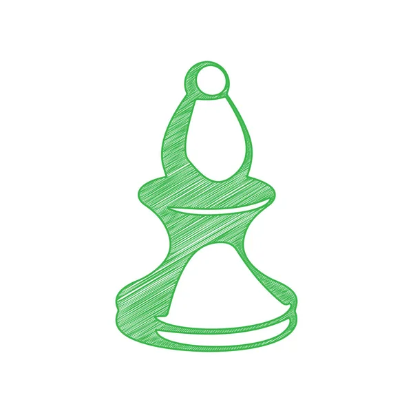 Figure Degli Scacchi Firmano Icona Scarabocchiare Verde Con Contorno Solido — Vettoriale Stock