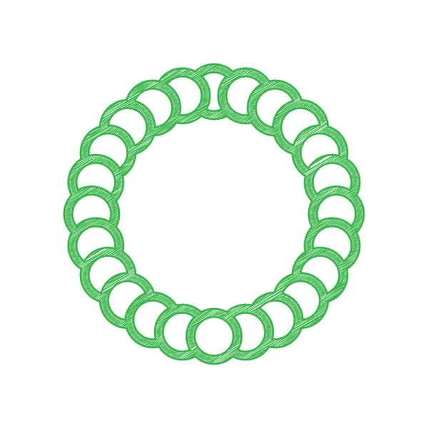 ネックレスジュエリービーズのサイン 白い背景にしっかりとした輪郭を持つ緑のスクリブルアイコン — ストックベクタ