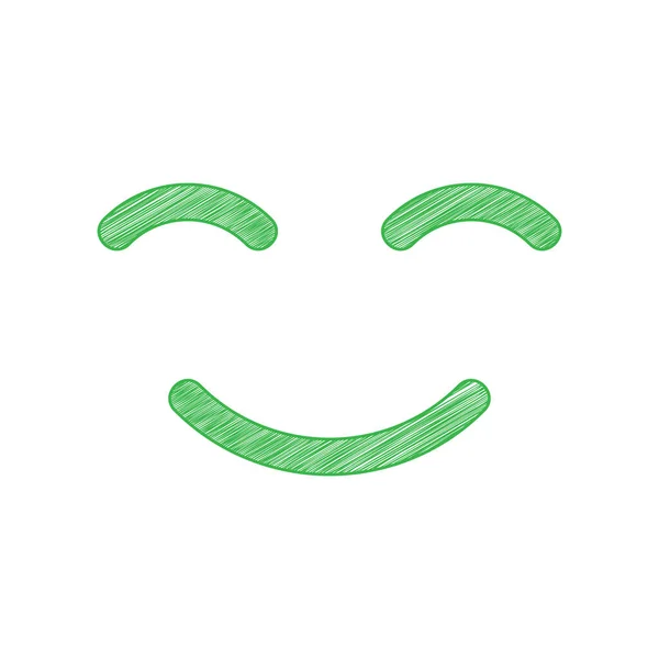 Smile Icon Green Scribble Icon Solid Contour White Background — Stock Vector