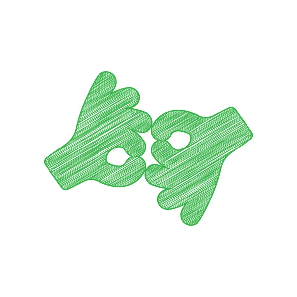 Εντάξει Εικονίδιο Χεριού Green Scribble Εικονίδιο Συμπαγές Περίγραμμα Λευκό Φόντο — Διανυσματικό Αρχείο