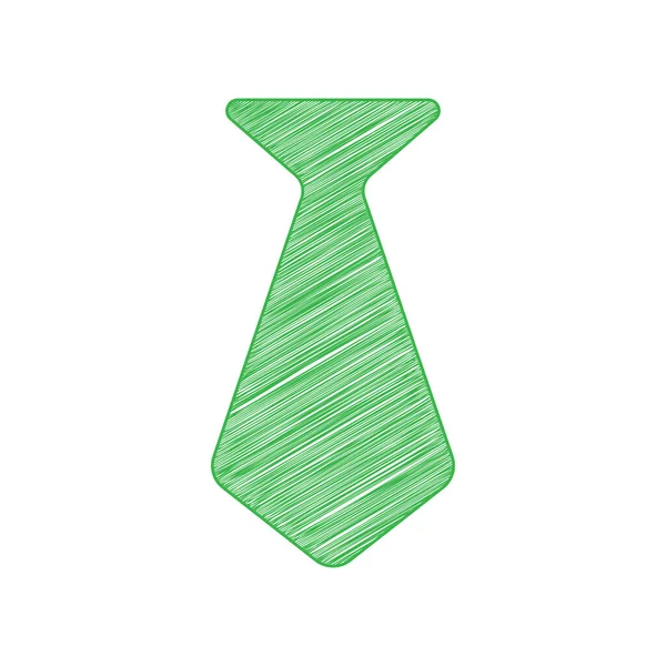 Krawattenzeichen Grünes Kritzelsymbol Mit Fester Kontur Auf Weißem Hintergrund — Stockvektor