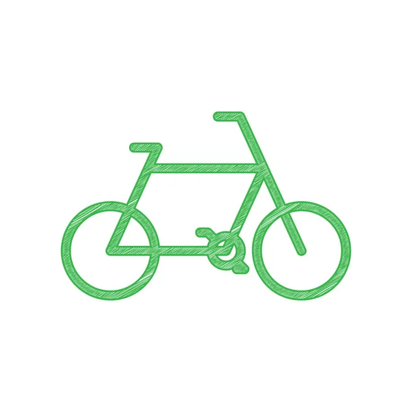 Bicycle Bike Sign Green Scribble Icon Solid Contour White Background — Stock Vector