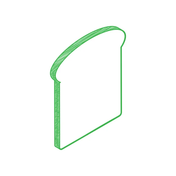 Broodschijfjes Tekenen Groene Krabbel Pictogram Met Solide Contour Witte Achtergrond — Stockvector