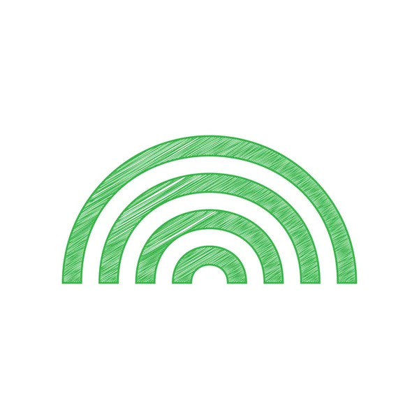 Duhová Značka Zelená Čmáranice Ikona Pevným Obrysem Bílém Pozadí — Stockový vektor