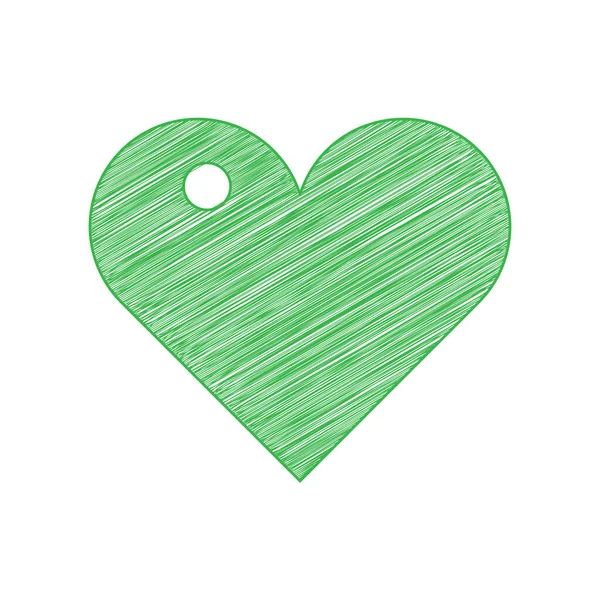Kalp Işareti Beyaz Arkaplan Üzerine Katı Konturlu Yeşil Karalama Simgesi — Stok Vektör
