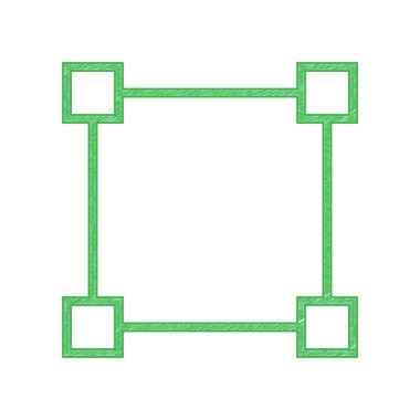 Çapalı kare işareti. Beyaz arkaplan üzerine katı konturlu yeşil karalama Simgesi.