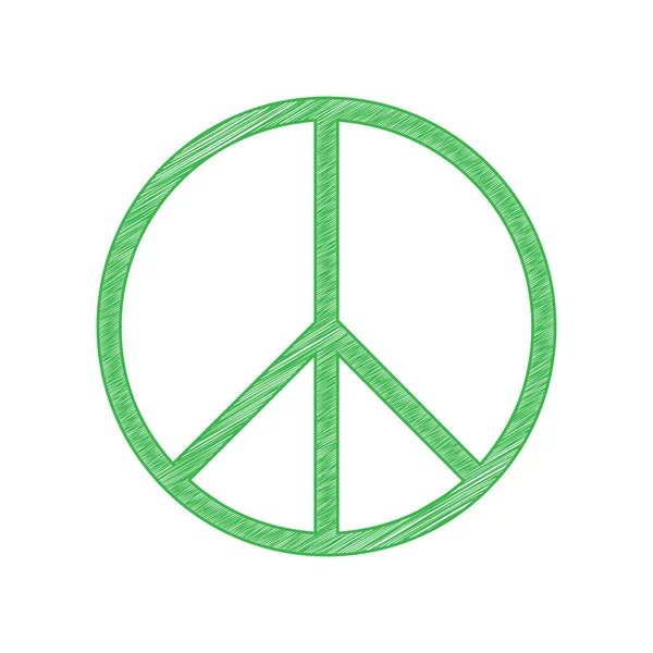 平和のサインだ 白い背景にしっかりとした輪郭を持つ緑のスクリブルアイコン — ストックベクタ
