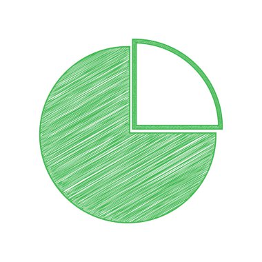 Diyagram işareti. Beyaz arka planda katı hatları olan yeşil karalama Simgesi. Görüntü.