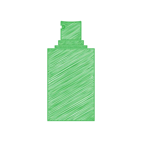 Signe de pulvérisation. Icône de gribouillage verte avec contour solide sur fond blanc. Illustration . — Image vectorielle