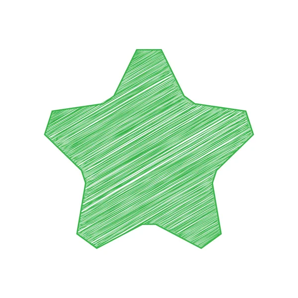 Signo estrella. Icono garabato verde con contorno sólido sobre fondo blanco. Ilustración . — Archivo Imágenes Vectoriales