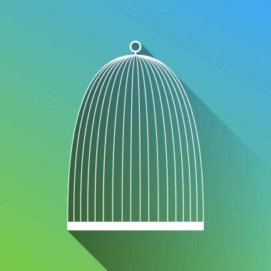 Kuş kafesi işareti. Gri renkli beyaz simge, yeşilden maviye sınırsız gölge bırakıyor.