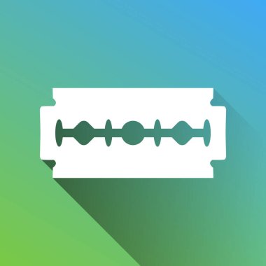 Jilet işareti. Gri renkli beyaz simge, yeşilden maviye sınırsız gölge bırakıyor.