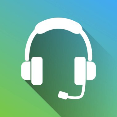 Destek işareti illüstrasyonu. Gri renkli beyaz simge, yeşilden maviye sınırsız gölge bırakıyor.