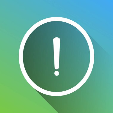 Ünlem işareti. Gri renkli beyaz simge, yeşilden maviye sınırsız gölge bırakıyor.