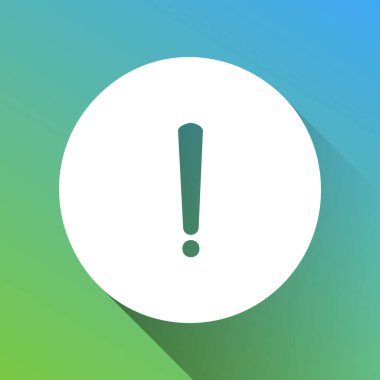 Ünlem işareti. Gri renkli beyaz simge, yeşilden maviye sınırsız gölge bırakıyor.