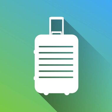 Bagaj işareti çizimi. Gri renkli beyaz simge, yeşilden maviye sınırsız gölge bırakıyor.