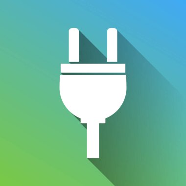 Soket işareti illüstrasyonu. Gri renkli beyaz simge, yeşilden maviye sınırsız gölge bırakıyor.