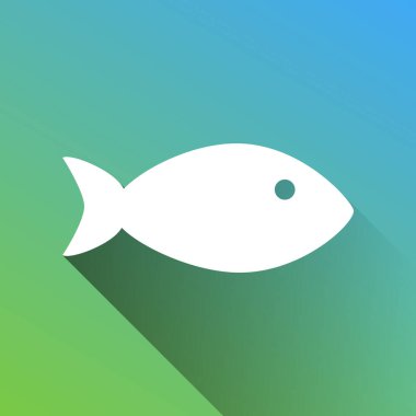 Balık burcu çizimi. Gri renkli beyaz simge, yeşilden maviye sınırsız gölge bırakıyor.