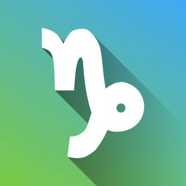 Oğlak burcu çizimi. Gri renkli beyaz simge, yeşilden maviye sınırsız gölge bırakıyor.