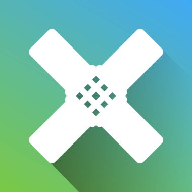 Yardım etiketi. Gri renkli beyaz simge, yeşilden maviye sınırsız gölge bırakıyor.