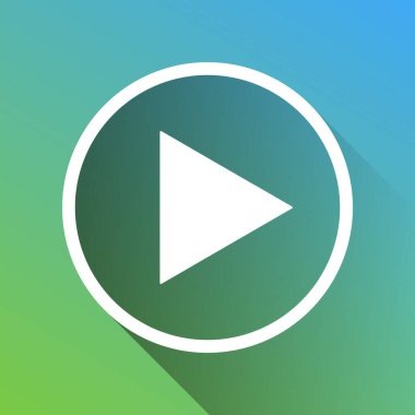 Tabela illüstrasyonunu çal. Gri renkli beyaz simge, yeşilden maviye sınırsız gölge bırakıyor.