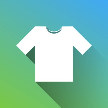 Tişört tabelası illüstrasyonu. Gri renkli beyaz simge, yeşilden maviye sınırsız gölge bırakıyor.