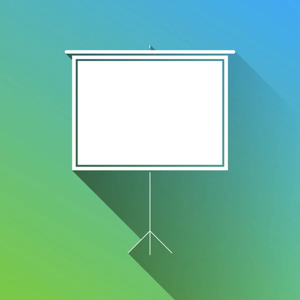 Blank Projection Screen White Icon Gray Dropped Limitless Shadow Green — Stock Vector