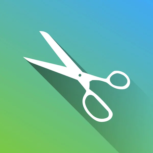 Scissors Sign Illustration White Icon Gray Dropped Limitless Shadow Green — Stock Vector