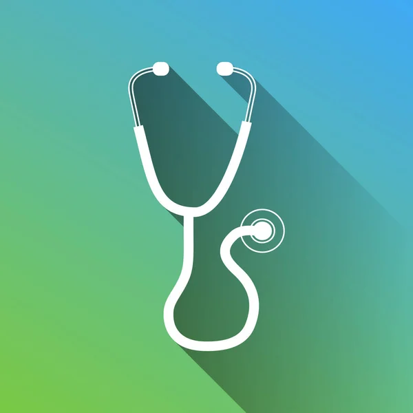 Stethoscope Sign Illustration White Icon Gray Dropped Limitless Shadow Green — Stock Vector