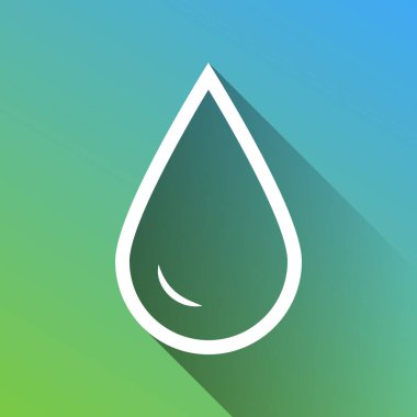 Su damlası işareti. Gri renkli beyaz simge, yeşilden maviye sınırsız gölge bırakıyor.