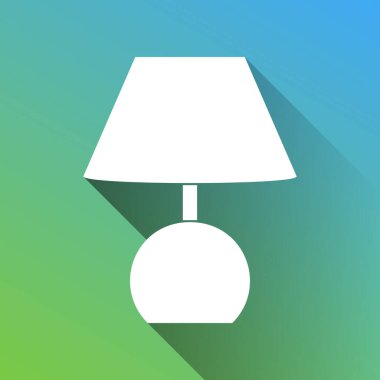 Lamba işareti çizimi. Gri renkli beyaz simge, yeşilden maviye sınırsız gölge bırakıyor.