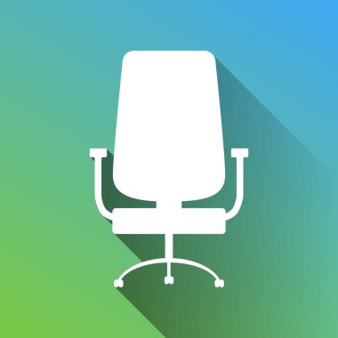 Ofis sandalyesi işareti. Gri renkli beyaz simge, yeşilden maviye sınırsız gölge bırakıyor.