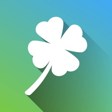 Yaprak yoncası işareti. Gri renkli beyaz simge, yeşilden maviye sınırsız gölge bırakıyor.