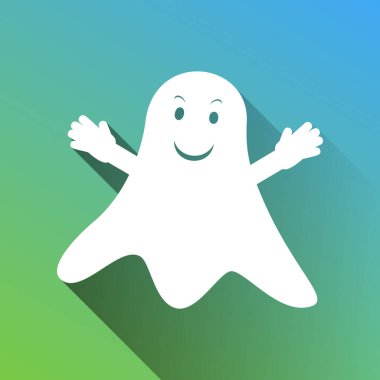 Hayalet işareti. Gri renkli beyaz simge, yeşilden maviye sınırsız gölge bırakıyor.