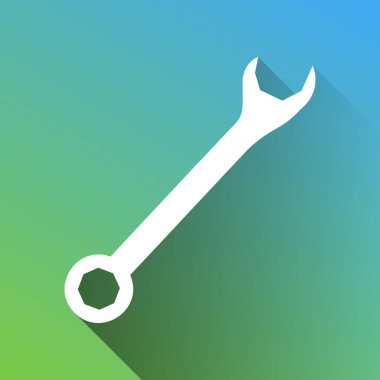 Çapraz anahtarlar işareti. Gri renkli beyaz simge, yeşilden maviye sınırsız gölge bırakıyor.