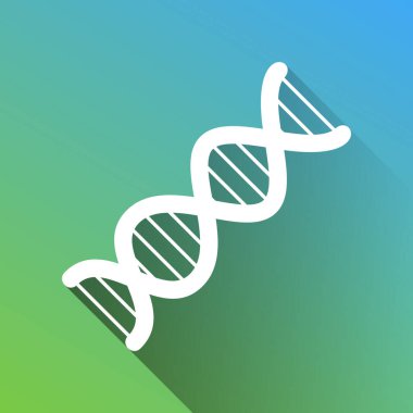 DNA işareti. Gri renkli beyaz simge, yeşilden maviye sınırsız gölge bırakıyor.