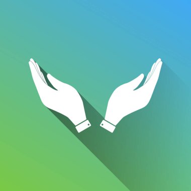 El resmi çizimi. Dua sembolü. Gri renkli beyaz simge, yeşilden maviye sınırsız gölge bırakıyor.