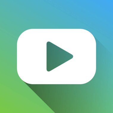 Düğme işaretini çal. Gri renkli beyaz simge, yeşilden maviye sınırsız gölge bırakıyor.