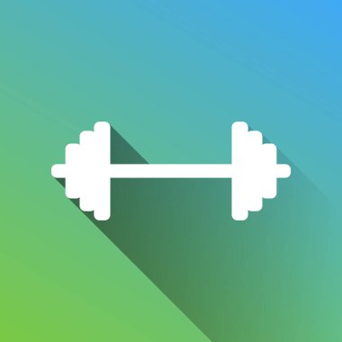 Ağırlık kaldırma işareti. Gri renkli beyaz simge, yeşilden maviye sınırsız gölge bırakıyor.