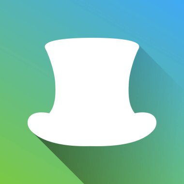 Silindir şapka işareti. Gri renkli beyaz simge yeşilden mavi arka plana sınırsız gölge bıraktı. Görüntü.