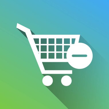 Kaldırma işaretli alışveriş arabası. Gri renkli beyaz simge yeşilden mavi arka plana sınırsız gölge bıraktı. Görüntü.